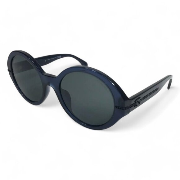 Authentic Chanel CC Logo Sunglasses, Oversized Blue Tortoiseshell - Picture 8 of 10